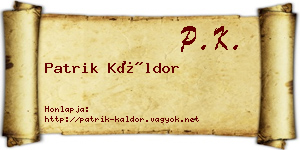 Patrik Káldor névjegykártya